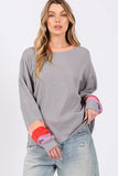 SAGE + FIG Color Block Waffle Knit T-Shirt - Trendsi
