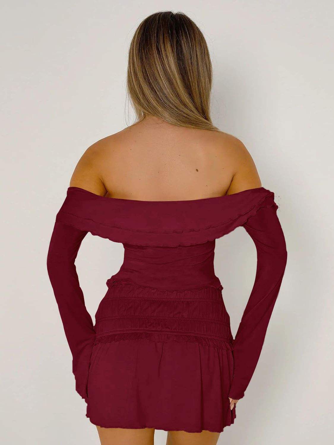 Devine Twisted Ruffled Off-Shoulder Long Sleeve T-Shirt - Trendsi - Flyclothing LLC