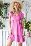 Reborn J Tiered Notched Cap Sleeve Dress - Trendsi - Flyclothing LLC