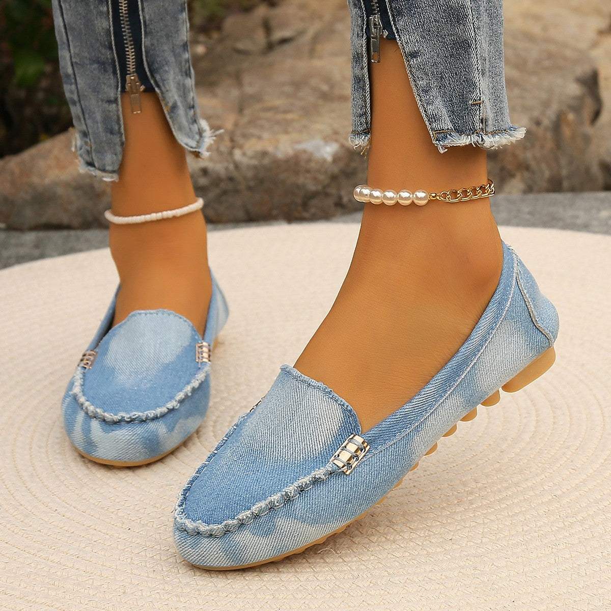 Round Toe Flat Loafers - Trendsi - Flyclothing LLC