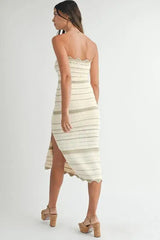 MABLE Contrast Striped Crochet Knit Midi Dress - Trendsi - Flyclothing LLC