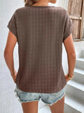 Textured Round Neck Short Sleeve Top - Trendsi