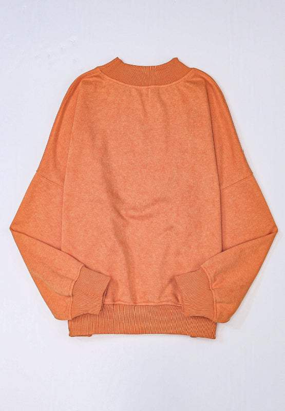 Mock Neck Dropped Shoulder Sweatshirt - Trendsi - Flyclothing LLC