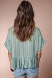 Peplum Round Neck Half Sleeve Blouse - Trendsi