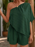 Single Shoulder Half Sleeve Romper - Trendsi