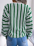 Striped Lace-Up Long Sleeve Sweater - Trendsi - Flyclothing LLC