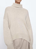 Ribbed Detail Turtleneck Dropped Shoulder Sweater - Trendsi - Flyclothing LLC