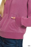 Zenana Fleece Pigment Dye Half Zip Kangaroo Pocket Hoodie - Trendsi - Flyclothing LLC