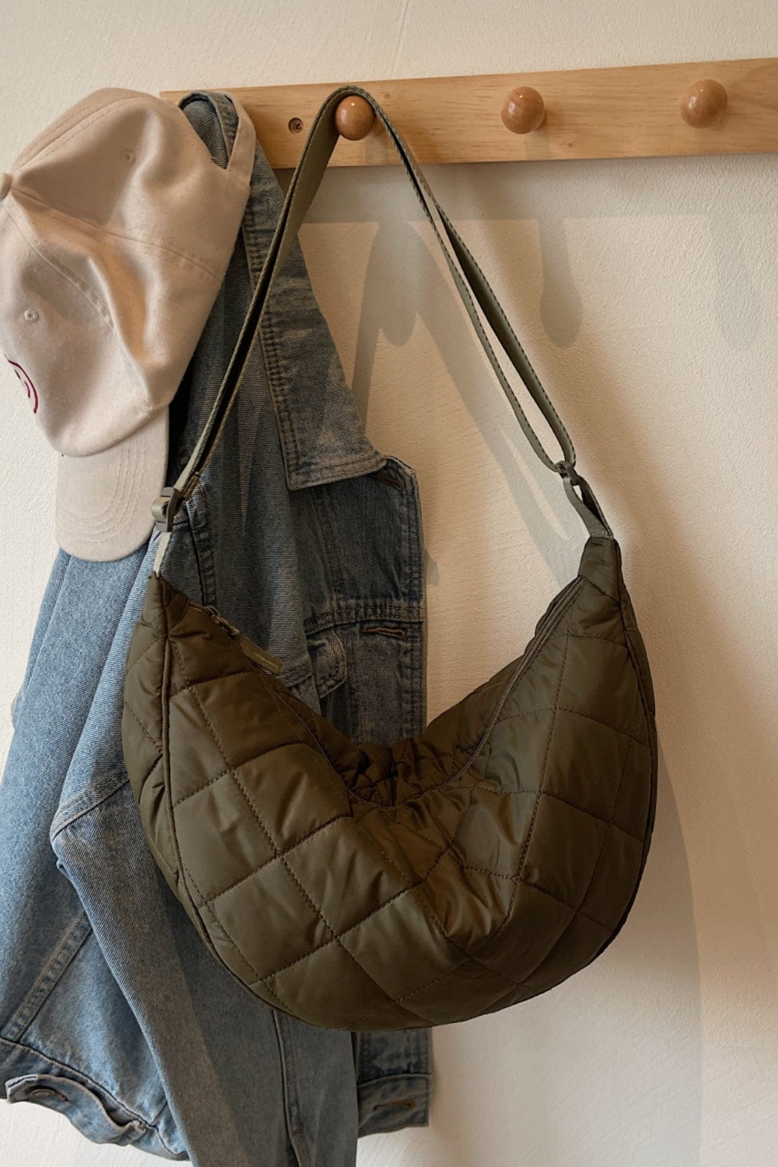 Plaid Quilted Adjustable Strap Crossbody Bag - Trendsi