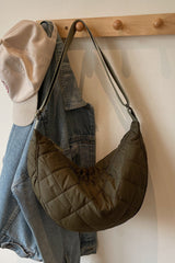 Plaid Quilted Adjustable Strap Crossbody Bag - Trendsi