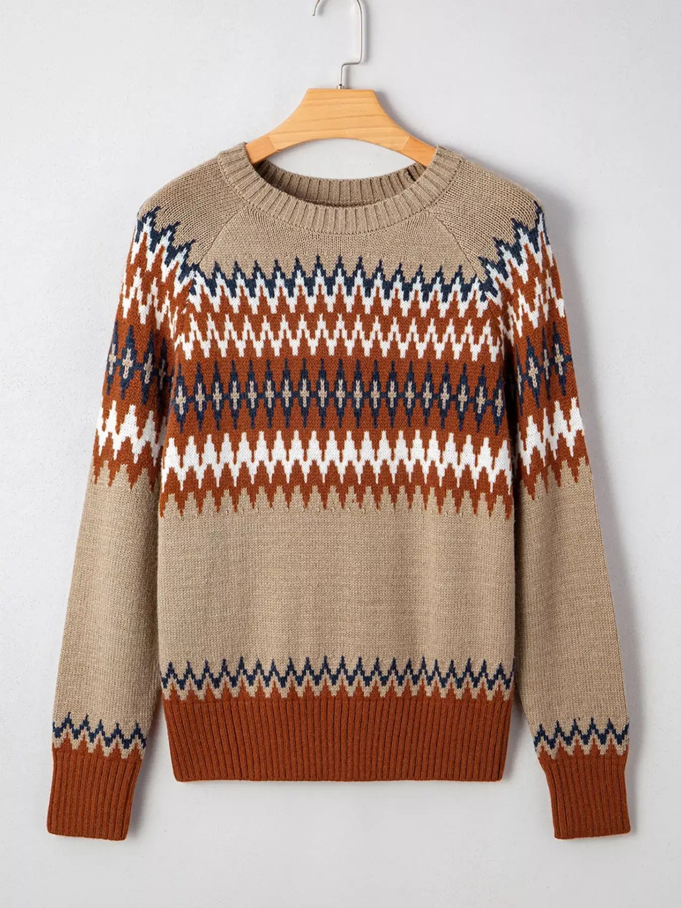 Color Block Crew Neck Sweater - Trendsi - Flyclothing LLC