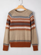 Color Block Crew Neck Sweater - Trendsi - Flyclothing LLC