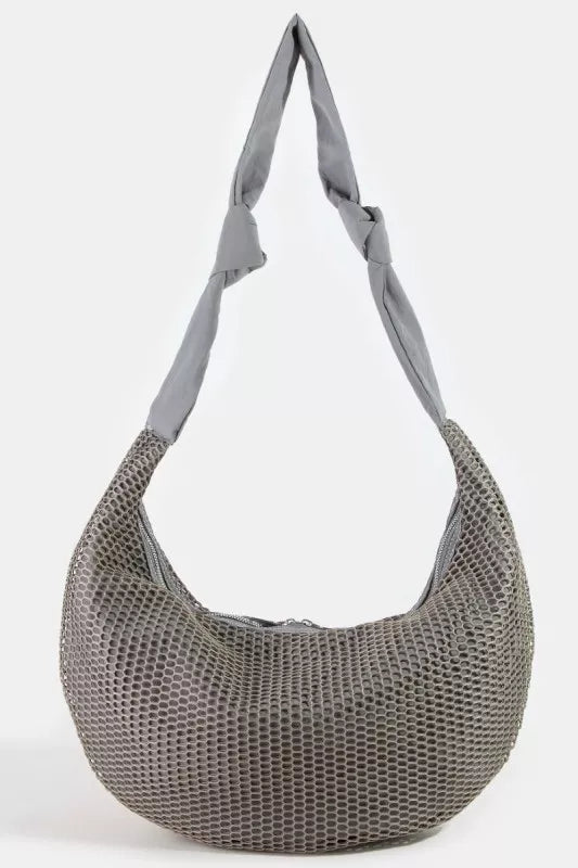 Fame Textured Mesh Knot Shoulder Bag - Trendsi - Flyclothing LLC
