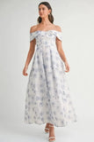 MABLE Floral Printed Off Shoulder Maxi Dress - Trendsi
