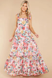 Floral Square Neck Wide Strap Maxi Dress - Trendsi