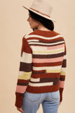 Annie Wear Color Block Round Neck Long Sleeve Sweater - Trendsi