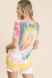 BiBi Circular Tie Dye Print V Neck Top - Trendsi - Flyclothing LLC