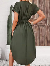 Tied Surplice Short Sleeve Dress - Trendsi - Flyclothing LLC
