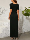 Surplice Short Sleeve Maxi Dress - Trendsi - Flyclothing LLC