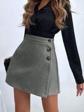Buttoned Mini Skirt - Trendsi