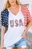 USA V-Neck Short Sleeve T-Shirt - Trendsi - Flyclothing LLC