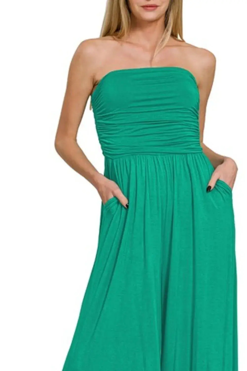 Zenana Double Layered Strapless Tube Top Jumpsuit - Trendsi - Flyclothing LLC