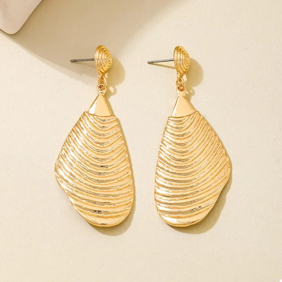 18K Gold-Plated Textured Dangle Earrings - Trendsi - Flyclothing LLC
