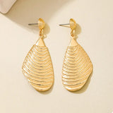 18K Gold-Plated Textured Dangle Earrings - Trendsi - Flyclothing LLC