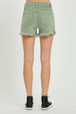 RISEN Mid Waist Frayed Hem Denim Shorts - Trendsi - Flyclothing LLC