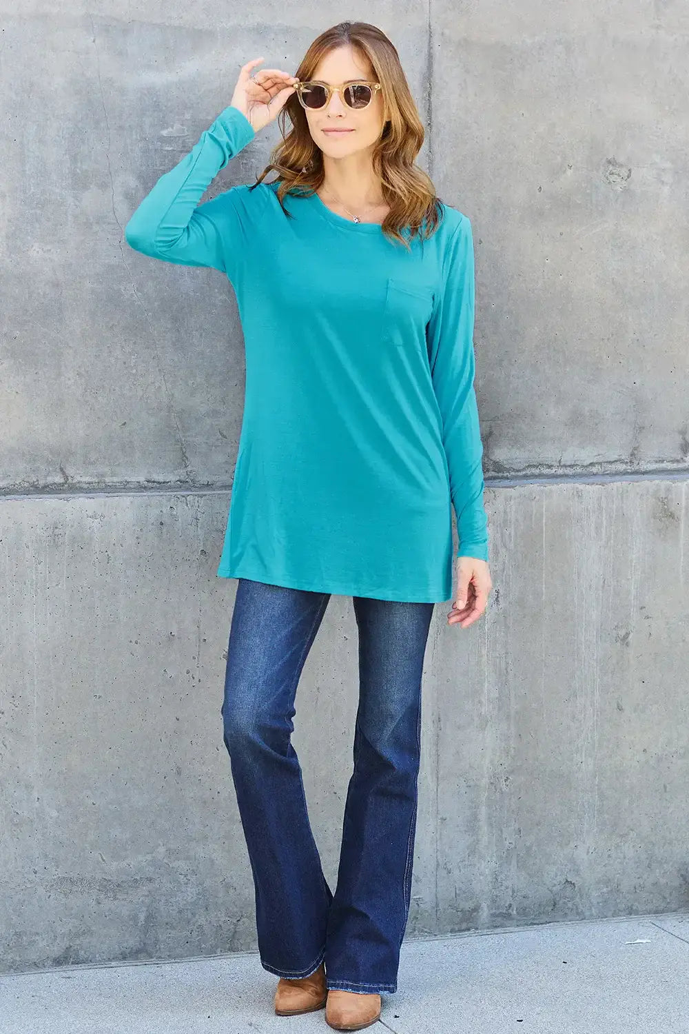 Basic Bae Full Size Round Neck Long Sleeve Top - ShopBasicbae - Flyclothing LLC