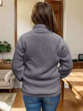 Full Size Turtleneck Zip Up Long Sleeve Sherpa Jacket - Trendsi - Flyclothing LLC
