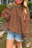 Striped Round Neck Long Sleeve Sweater - Trendsi - Flyclothing LLC