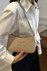 Bow Trim PU Leather Shoulder Bag - Trendsi