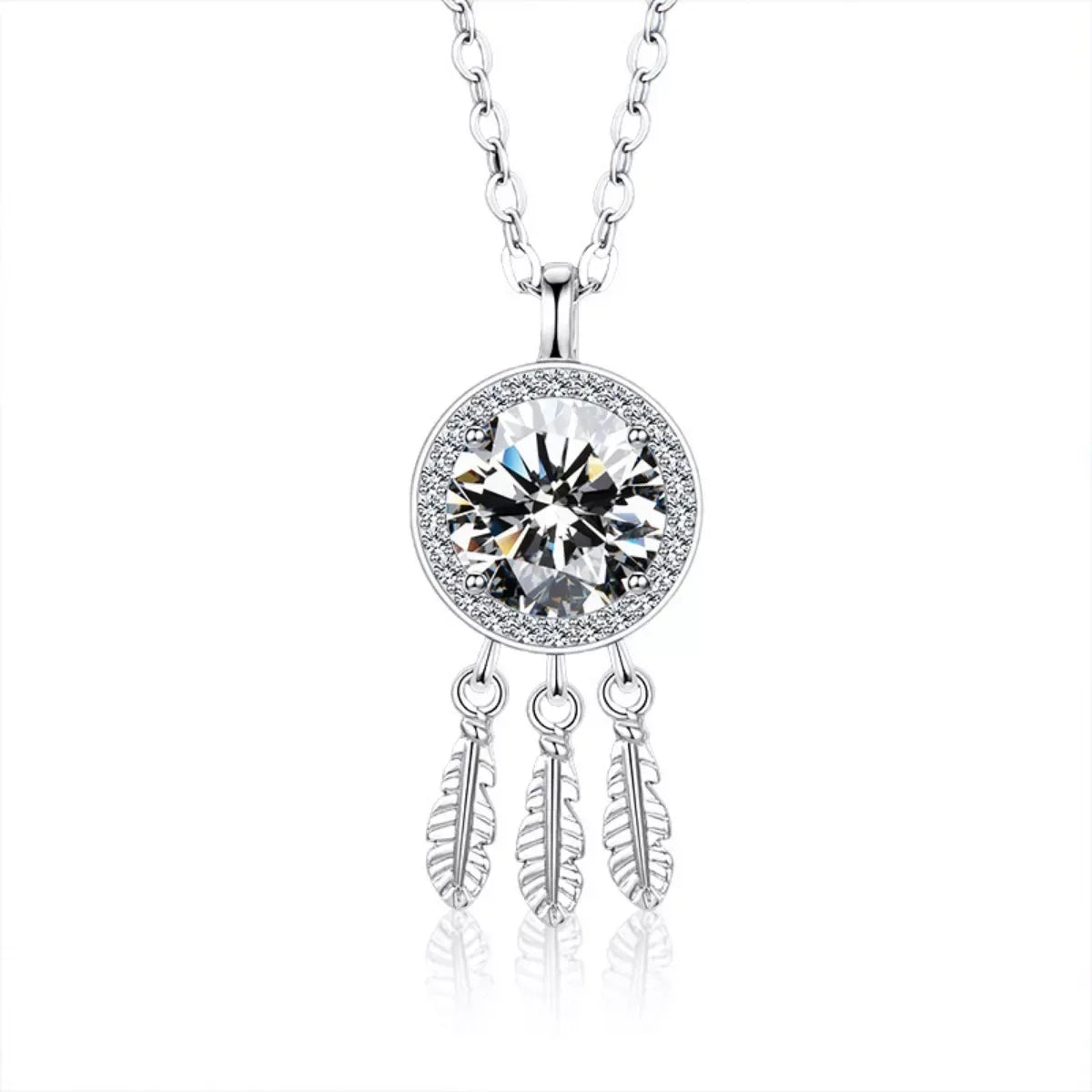 1 Carat Moissanite 925 Sterling Silver Dreamcatcher Pendant Necklace - Trendsi - Flyclothing LLC