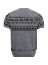 Men's Short-Sleeve Knit Top with Fair Isle and Heart Pattern - Trendsi - Flyclothing LLC