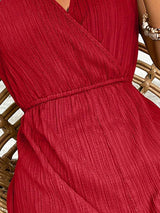 Textured Surplice Sleeveless Romper - Trendsi - Flyclothing LLC