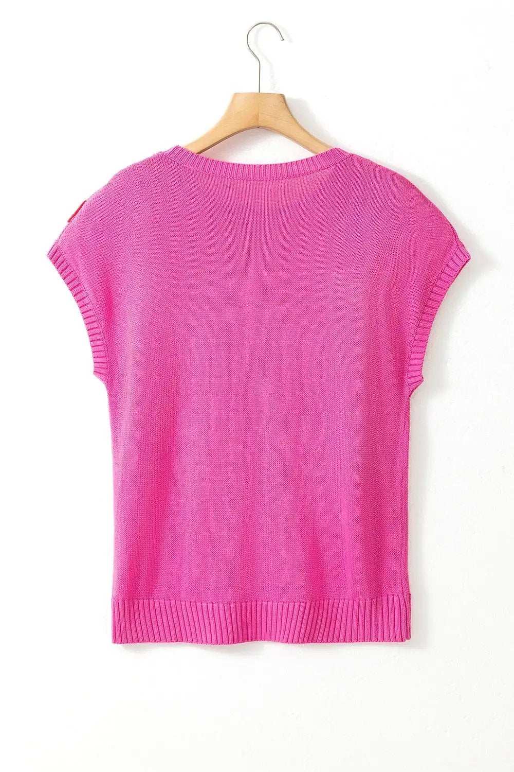 Crochet Flower Round Neck Cap Sleeve Sweater - Trendsi - Flyclothing LLC