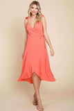 Culture Code Ruffle Detail Surplice Wrap Slip Dress - Trendsi - Flyclothing LLC