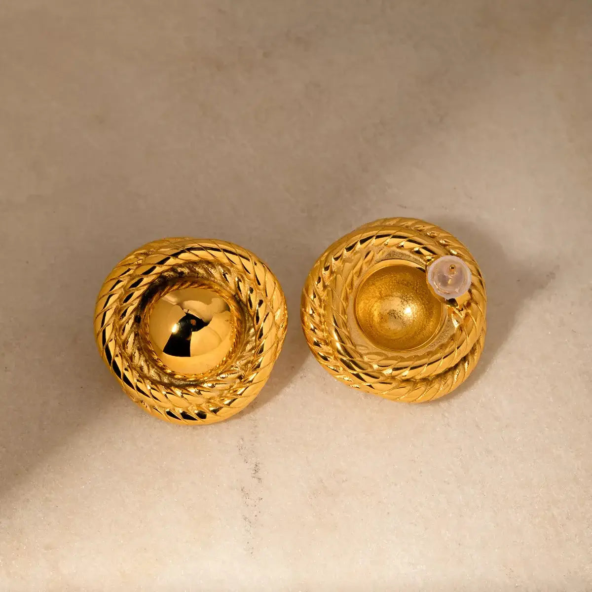 Twisted Rope Circle Stud Earrings - Trendsi - Flyclothing LLC