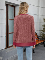 Contrast Trim Round Neck Long Sleeve T-Shirt - Trendsi - Flyclothing LLC