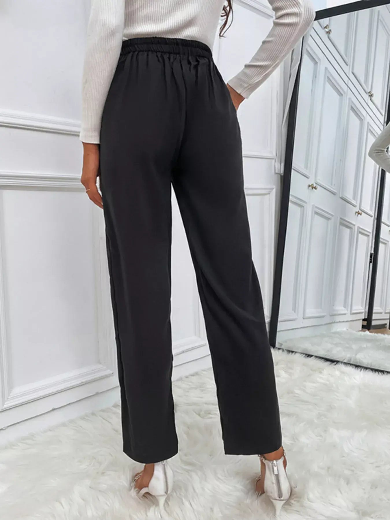 High Waist Wide Leg Pants - Trendsi - Flyclothing LLC