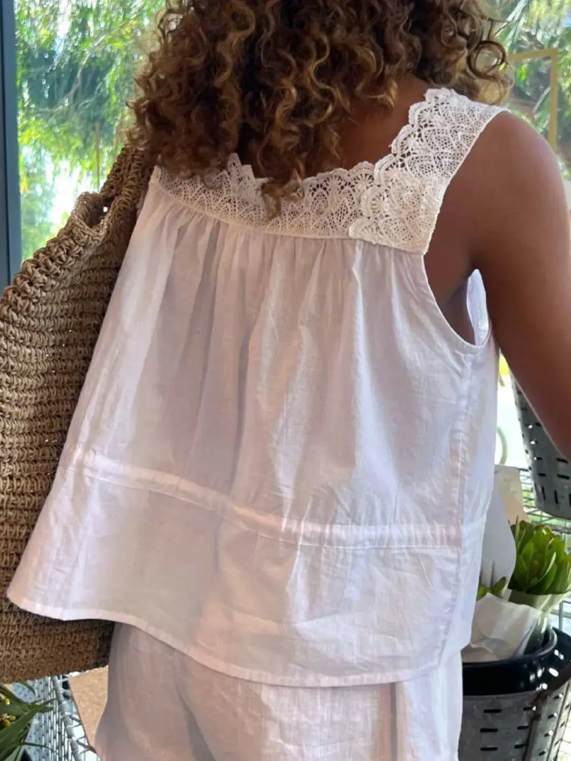 Lace Detail Drawstring Tank - Trendsi - Flyclothing LLC