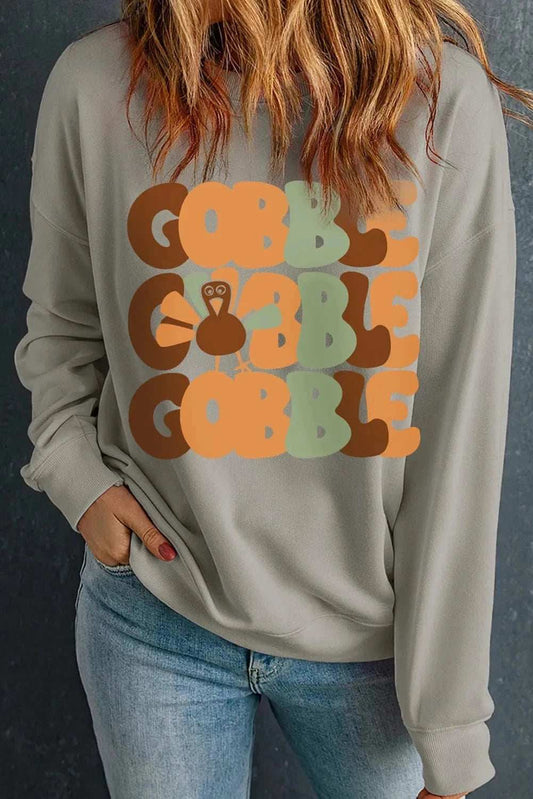 Letter Graphic Round Neck Long Sleeve Sweatshirt - Trendsi - Flyclothing LLC