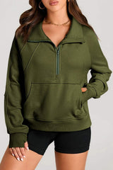 Half Zip Long Sleeve Sweatshirt - Trendsi - Flyclothing LLC