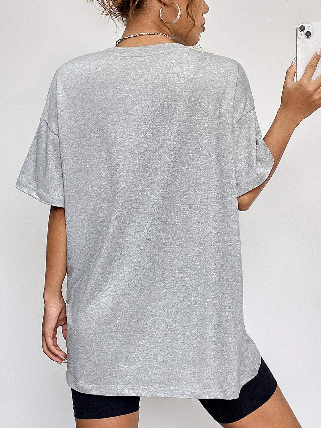 Round Neck Short Sleeve Graphic T-Shirt - Trendsi - Flyclothing LLC