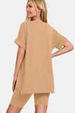 Zenana V-Neck Short Sleeve T-Shirt and Biker Shorts Set - Trendsi - Flyclothing LLC