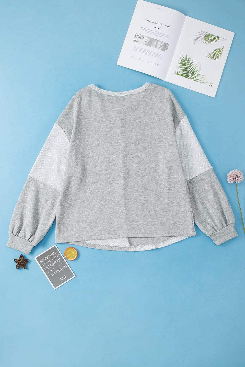 Color Block Double Chest Pocket Boat Neck Top - Trendsi - Flyclothing LLC
