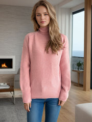 Turtleneck Long Sleeve Sweater - Trendsi