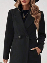 Full Size Elegant Lapel Collar Belted Coat with Pockets Plus Size - Trendsi - Flyclothing LLC