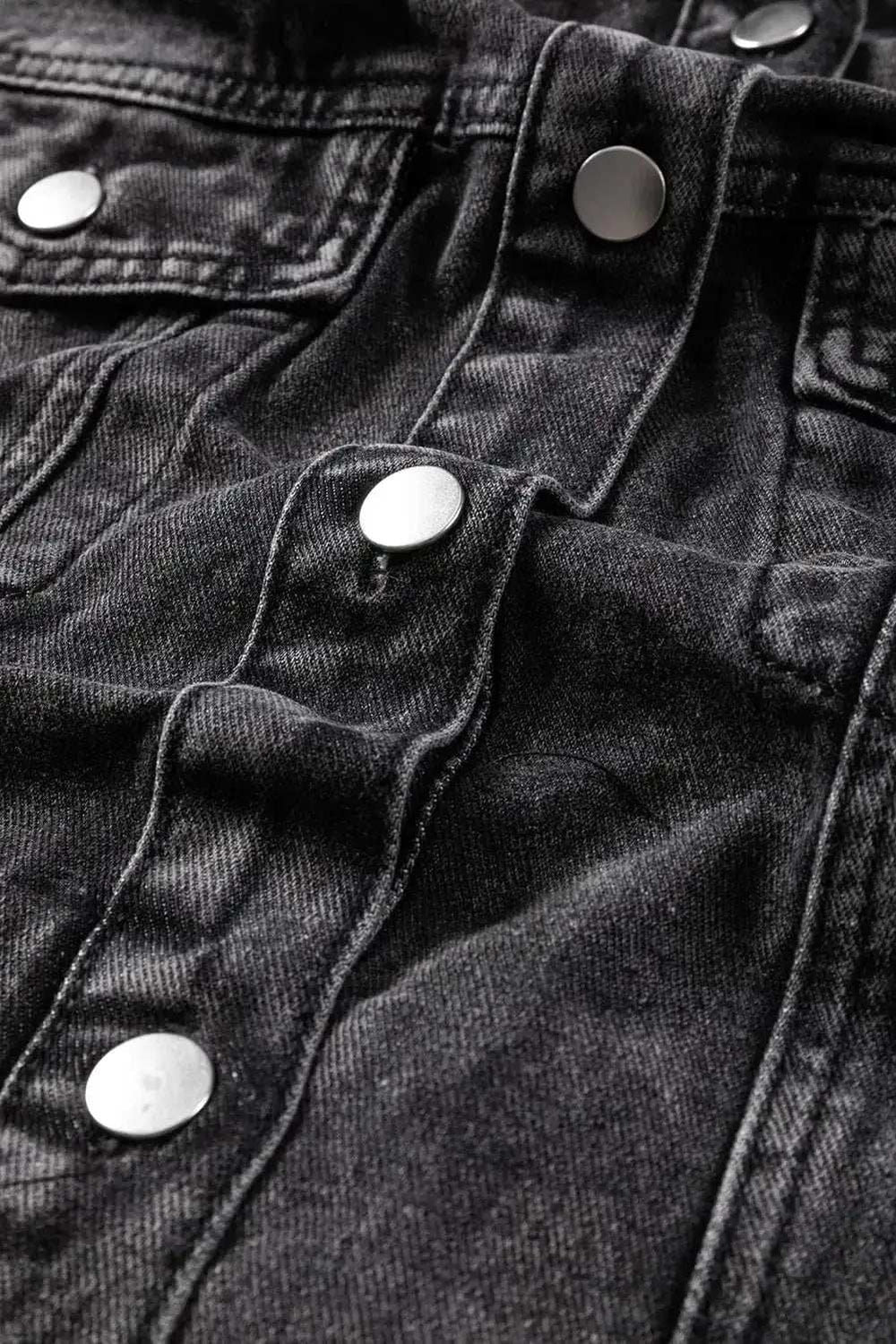 Distressed Drawstring Long Sleeve Hooded Denim Jacket - Trendsi - Flyclothing LLC